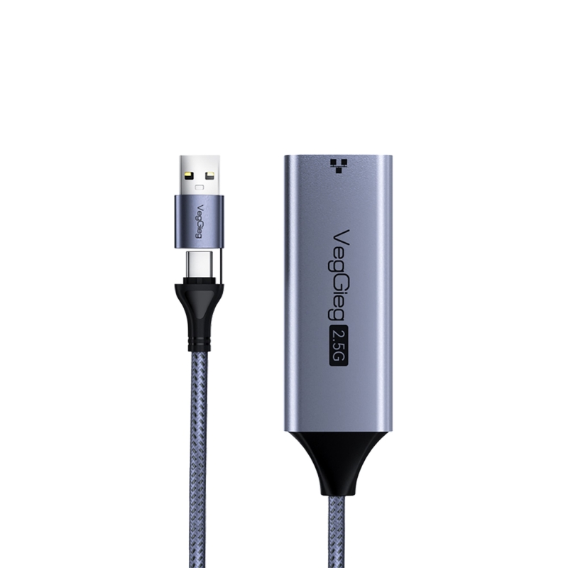 VegGieg USB-A ve Type-C 2.5G Gigabit Ethernet Dönüştürücü Adaptör - 7