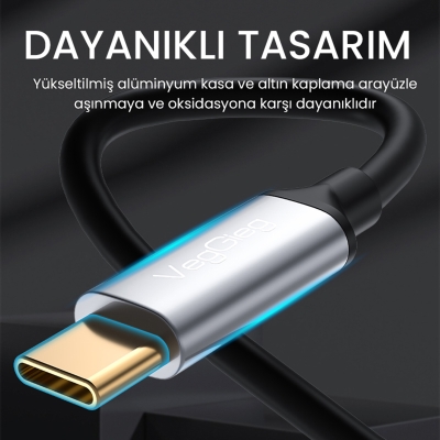 VegGieg USB Type-C to 3.5mm Aux Hi-Fi Ses Kablosu 1 Metre - 6