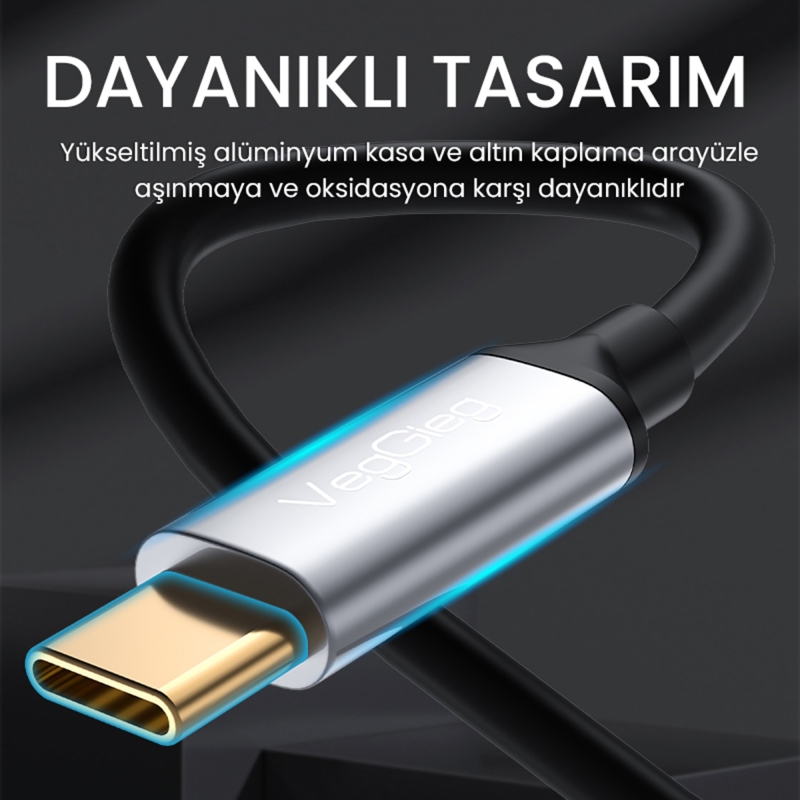 VegGieg USB Type-C to 3.5mm Aux Hi-Fi Ses Kablosu 1 Metre - 6