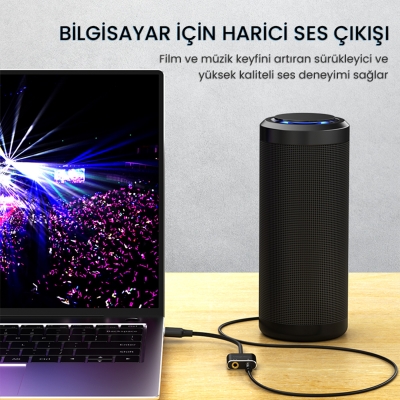 VegGieg USB Ses Kartı 3.5mm Kulaklık ve Mikrofon Girişli Gri - 3
