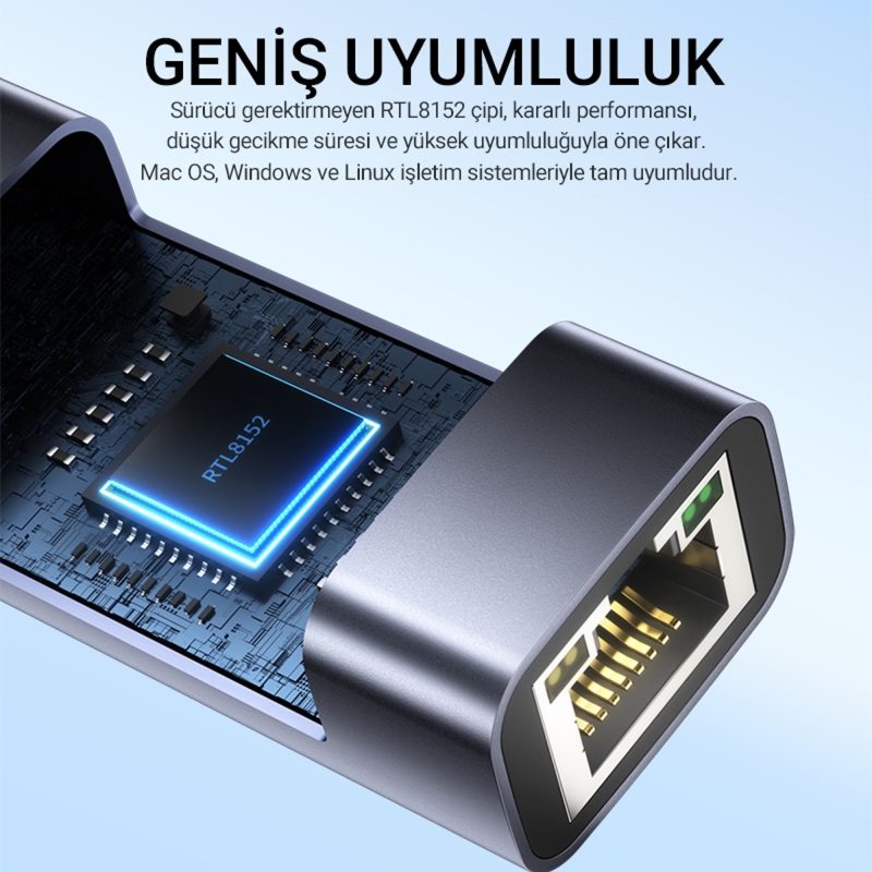 VegGieg USB Type-C 100Mbps Rj45 Lan Ethernet İnternet Çevirici Dönüştürücü - 6