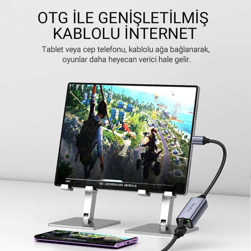 Veggieg USB Type-C 100Mbps Rj45 Lan Ethernet İnternet Çevirici Dönüştürücü - 3