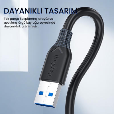 VegGieg USB 3.0 Micro B Şarj ve Data HDD Kablosu 1 Metre - 5