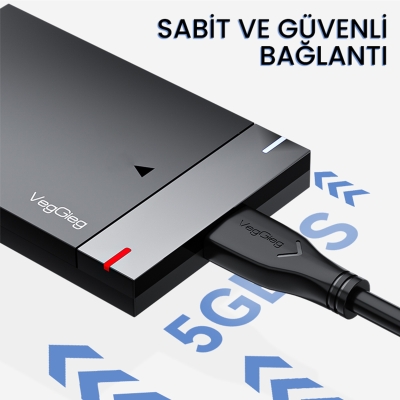 VegGieg USB 3.0 Micro B Şarj ve Data HDD Kablosu 1 Metre - 3