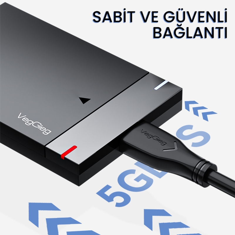 VegGieg USB 3.0 Micro B Şarj ve Data HDD Kablosu 1 Metre - 3