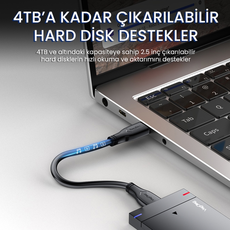 VegGieg USB 3.0 Micro B Şarj ve Data HDD Kablosu 50 CM - 4