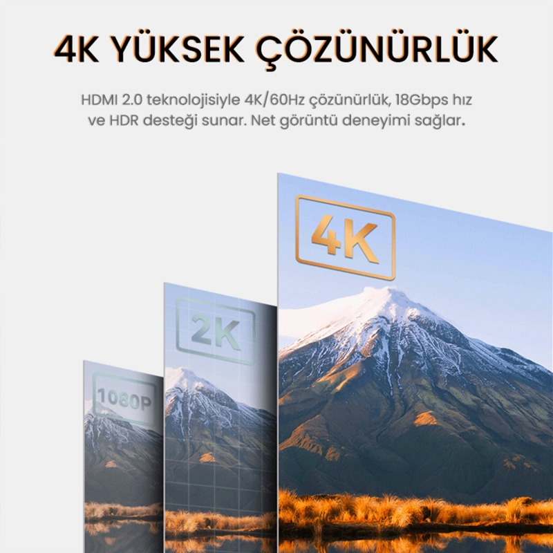VegGieg V-H108 18Gbps HDR 4K 60Hz 3D HDMI 2.0 Kablo 3 Metre - 6