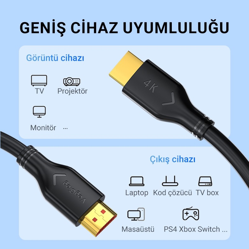 Veggieg V-H112 18Gbps HDR 4K 30Hz 3D HDMI 2.0 Kablo 20 Metre - 5