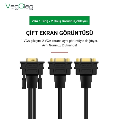 VegGieg V401 VGA to 2 VGA Çoklayıcı Splitter Y Kablo - 2