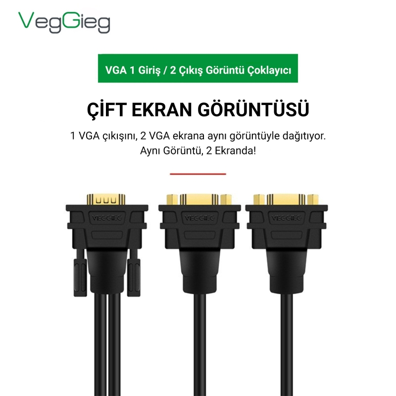 VegGieg V401 VGA to 2 VGA Çoklayıcı Splitter Y Kablo - 2