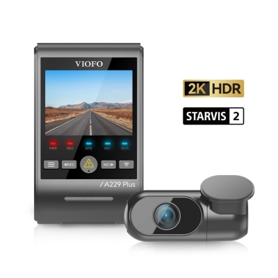 Viofo A229 Plus 2 Kameralı Ön+Arka 2K+2K HDR Sony Starvis 2 Sensörlü Wi-Fi GPS'li Araç Kamerası - Viofo