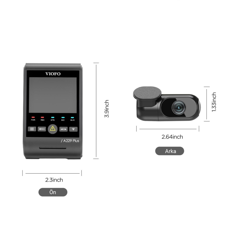 Viofo A229 Plus 2 Kameralı Ön+Arka 2K+2K HDR Sony Starvis 2 Sensörlü Wi-Fi GPS'li Araç Kamerası - 9