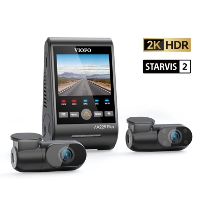 Viofo A229 Plus 3 Kameralı Ön-İç-Arka 2K+2K+1080P HDR Sony Starvis 2 WiFi GPS’li Araç Kamerası - Viofo