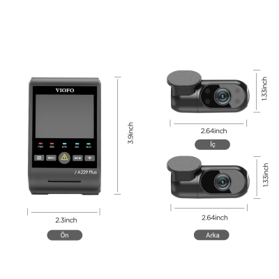 Viofo A229 Plus 3 Kameralı Ön-İç-Arka 2K+2K+1080P HDR Sony Starvis 2 WiFi GPS’li Araç Kamerası - 8