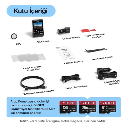 Viofo A229 Pro Tele 2 Kanallı Ön+Telefoto 4K+2K HDR Sony STARVIS 2 Sensör GPS'li Araç Kamerası - 8