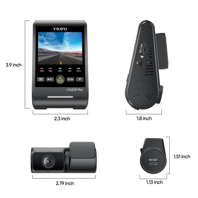 Viofo A229 Pro Tele 2 Kanallı Ön+Telefoto 4K+2K HDR Sony STARVIS 2 Sensör GPS'li Araç Kamerası - 7