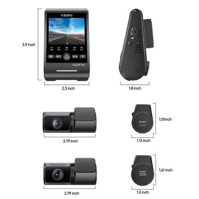 Viofo A229 Pro Tele 3 Kanallı Ön+Telefoto+Arka 4K+2K+1080P HDR Sony STARVIS 2 Sensör GPS'li Araç Kamerası - 7