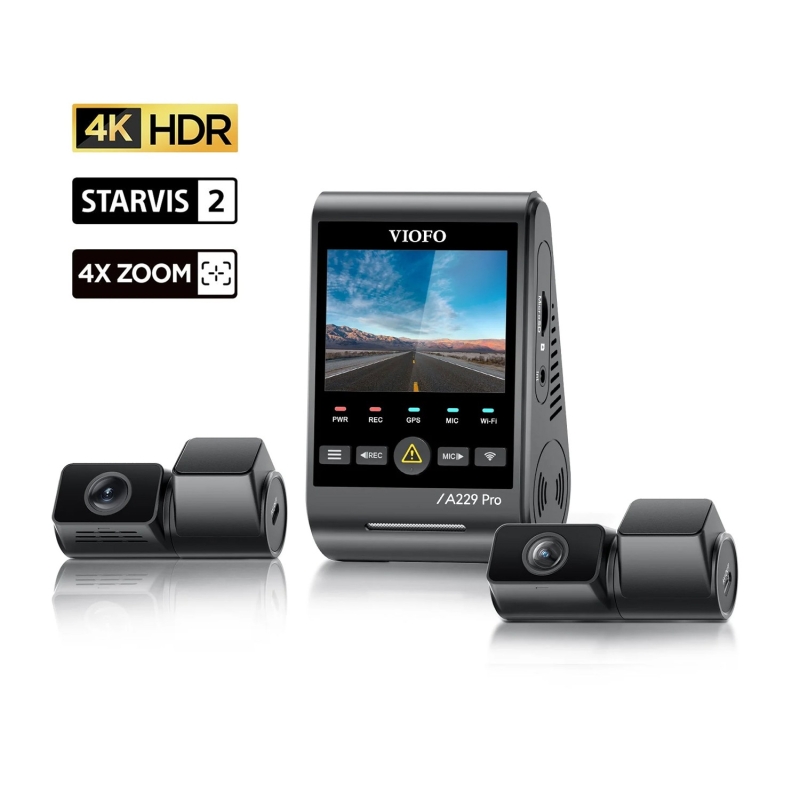 Viofo A229 Pro Tele 3 Kanallı Ön+Telefoto+Arka 4K+2K+1080P HDR Sony STARVIS 2 Sensör GPS'li Araç Kamerası - 1