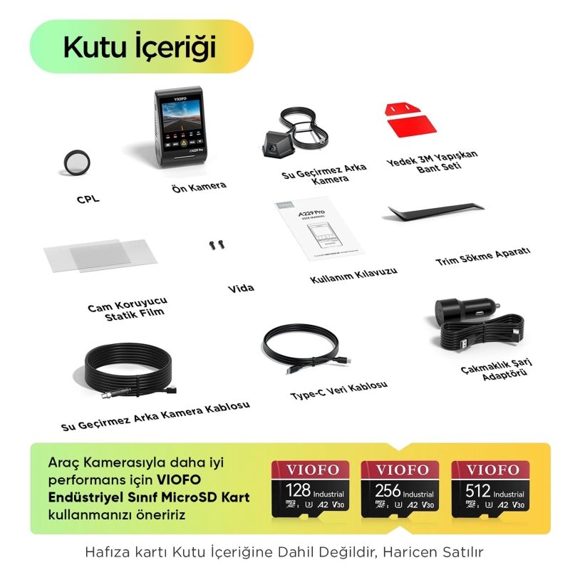 Viofo A229 Pro W 2 Kameralı Ön+Arka Su Geçirmez 4K+2K Sony STARVIS 2 Sensör GPS'li Araç Kamerası - 7