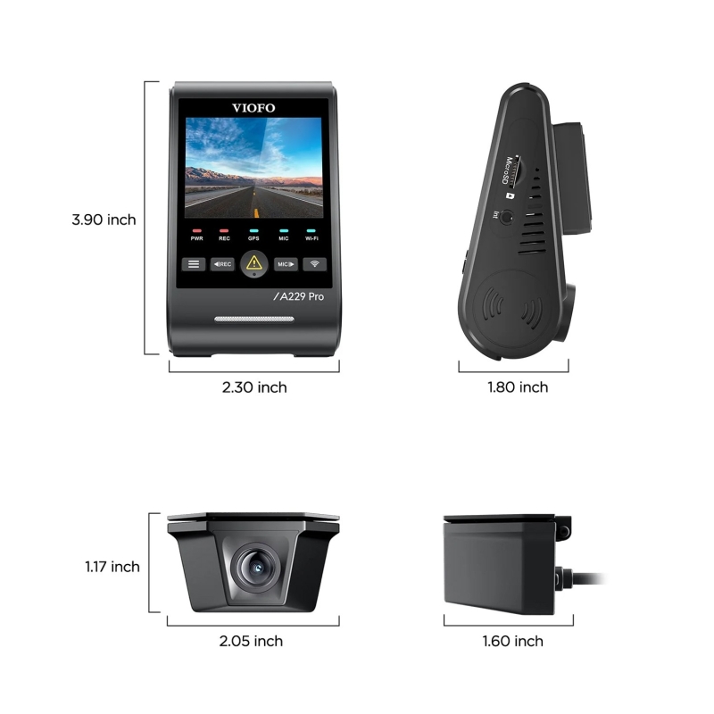 Viofo A229 Pro W 2 Kameralı Ön+Arka Su Geçirmez 4K+2K Sony STARVIS 2 Sensör GPS'li Araç Kamerası - 6