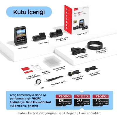 Viofo A229 Ultra 3 Kameralı Ön+Arka+İç 4K+4K+1080P HDR Sony STARVIS 2 Sensörlü Wi-Fi 6 GPS'li Araç Kamerası - 11
