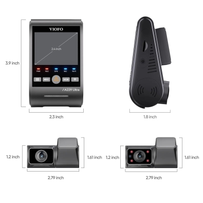 Viofo A229 Ultra 3 Kameralı Ön+Arka+İç 4K+4K+1080P HDR Sony STARVIS 2 Sensörlü Wi-Fi 6 GPS'li Araç Kamerası - 10