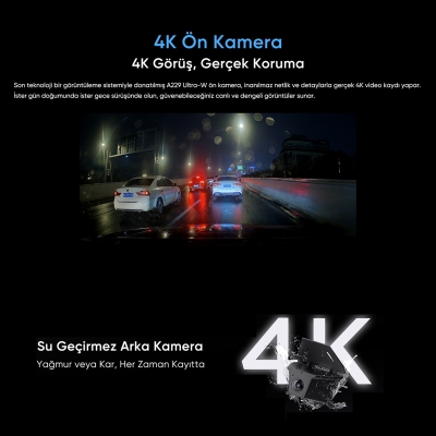 Viofo A229 Ultra-W 2 Kameralı Ön ve Arka Dış Su Geçirmez 4K+4K Sony Starvis 2 Sensörlü Dual HDR Wi-Fi 6 GPS'li Araç Kamerası - 5