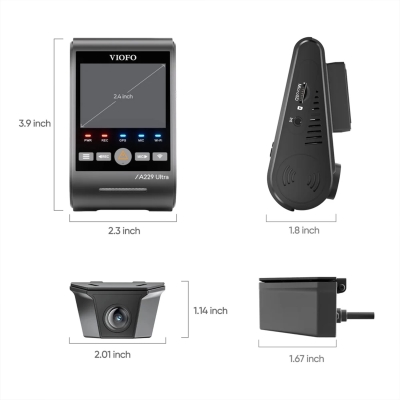 Viofo A229 Ultra-W 2 Kameralı Ön ve Arka Dış Su Geçirmez 4K+4K Sony Starvis 2 Sensörlü Dual HDR Wi-Fi 6 GPS'li Araç Kamerası - 6