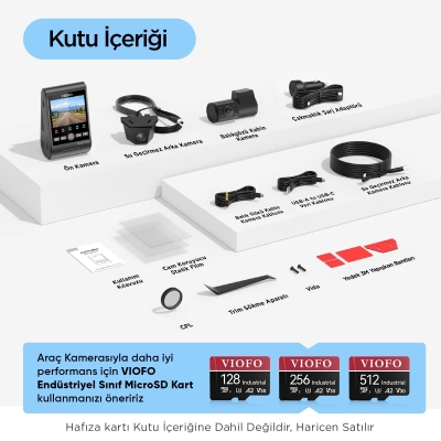 Viofo A229 Ultra-W 3 Kameralı Ön+Arka Su Geçirmez+İç 4K+4K+1080P HDR Sony STARVIS 2 Sensörlü GPS'li Araç Kamerası - 10