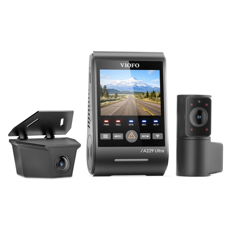 Viofo A229 Ultra-W 3 Kameralı Ön+Arka Su Geçirmez+İç 4K+4K+1080P HDR Sony STARVIS 2 Sensörlü GPS'li Araç Kamerası - 8