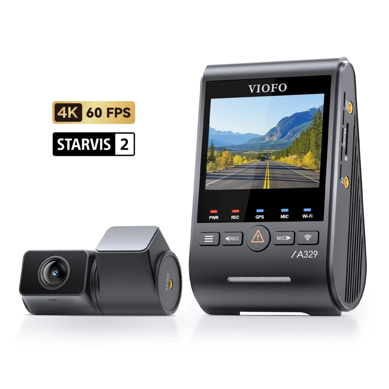 Viofo A329S 2 Kameralı Ön+Arka 4K 60FPS+2K Wi-Fi 6 HDR Sony STARVIS 2 Sensör GPS'li SSD Destekli Araç Kamerası - 1
