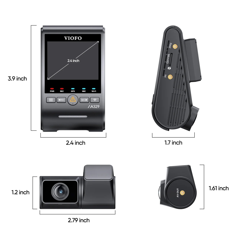 Viofo A329S 2 Kameralı Ön+Arka 4K 60FPS+2K Wi-Fi 6 HDR Sony STARVIS 2 Sensör GPS'li SSD Destekli Araç Kamerası - 6