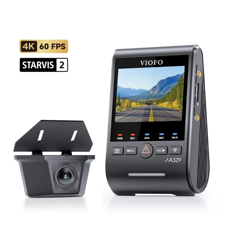 Viofo A329SW 2 Kameralı Ön+Arka Su Geçirmez 4K 60FPS+2K Sony STARVIS 2 Sensör GPS'li Araç Kamerası - 1