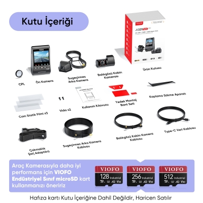 Viofo A329SW 3 Kameralı Ön+İç+Arka Su Geçirmez 4K+2K+2K Sony STARVIS 2 Sensör GPS'li Araç Kamerası - 7