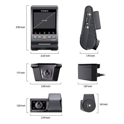 Viofo A329SW 3 Kameralı Ön+İç+Arka Su Geçirmez 4K+2K+2K Sony STARVIS 2 Sensör GPS'li Araç Kamerası - 6