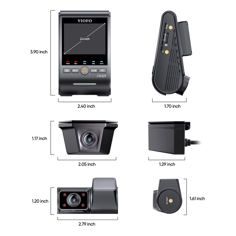 Viofo A329SW 3 Kameralı Ön+İç+Arka Su Geçirmez 4K+2K+2K Sony STARVIS 2 Sensör GPS'li Araç Kamerası - 6