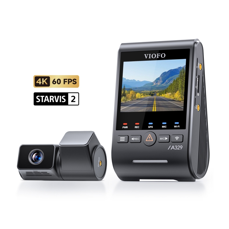 Viofo A329T 2 Kameralı Ön+Arka 4K 60FPS+2K Wi-Fi 6 HDR Sony STARVIS 2 Sensör GPS'li SSD Destekli Araç Kamerası - 1