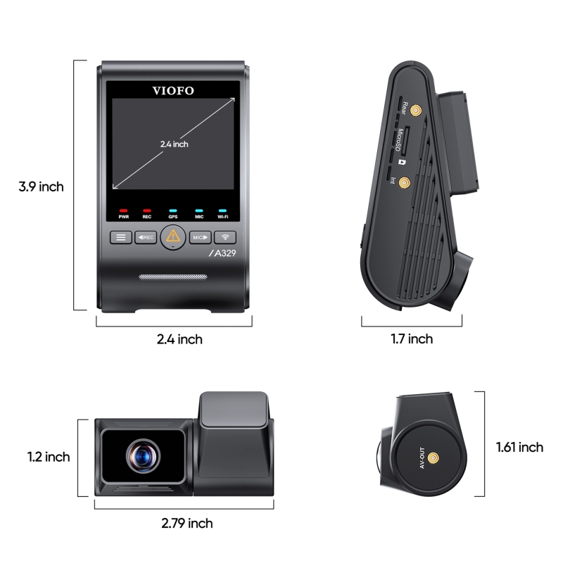 Viofo A329T 2 Kameralı Ön+Telefoto 4K 60FPS+2K Wi-Fi 6 HDR Sony STARVIS 2 Sensör GPS'li SSD Destekli Araç Kamerası - 8