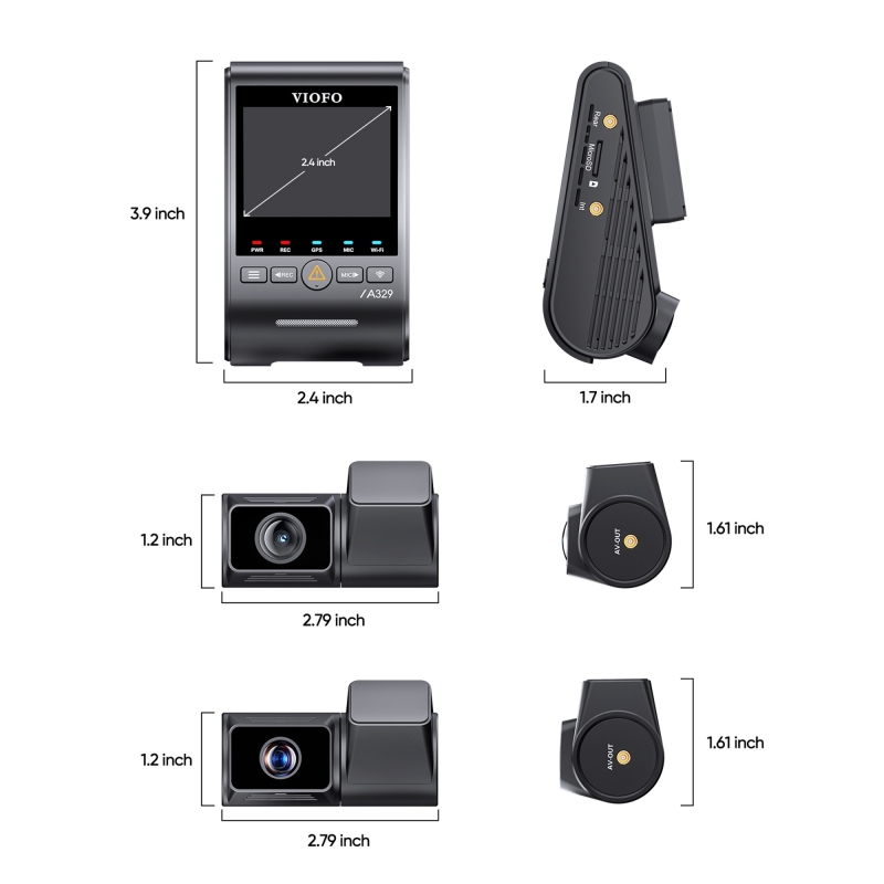 Viofo A329T 3 Kameralı Ön+Telefoto+Arka 4K+2K+2K Wi-Fi 6 HDR Sony STARVIS 2 Sensör GPS'li SSD Destekli Araç Kamerası - 7