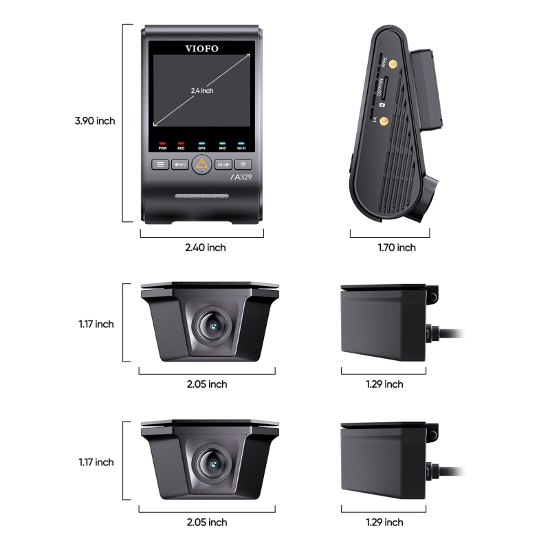Viofo A329WW 3 Kanal 4K Tır ve Kamyon Araç Kamerası – Ön 4K + Çift 2K HDR Su Geçirmez Arka Kamera, Sony STARVIS 2 Sensör - 8