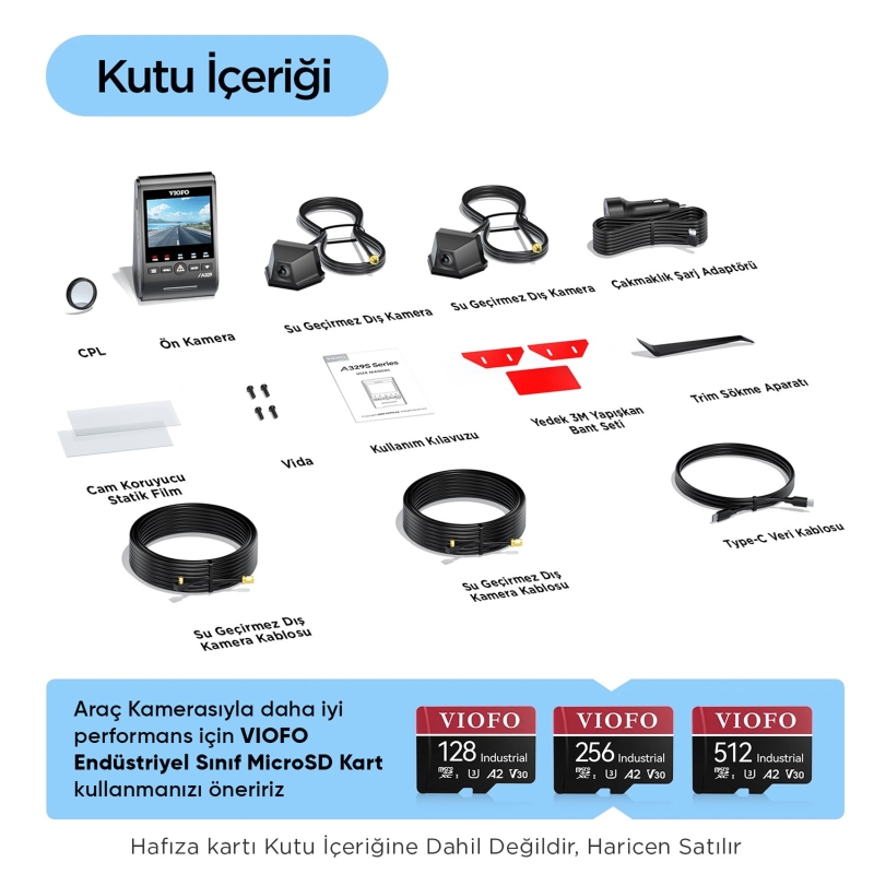 Viofo A329WW 3 Kanal 4K Tır ve Kamyon Araç Kamerası – Ön 4K + Çift 2K HDR Su Geçirmez Arka Kamera, Sony STARVIS 2 Sensör - 9