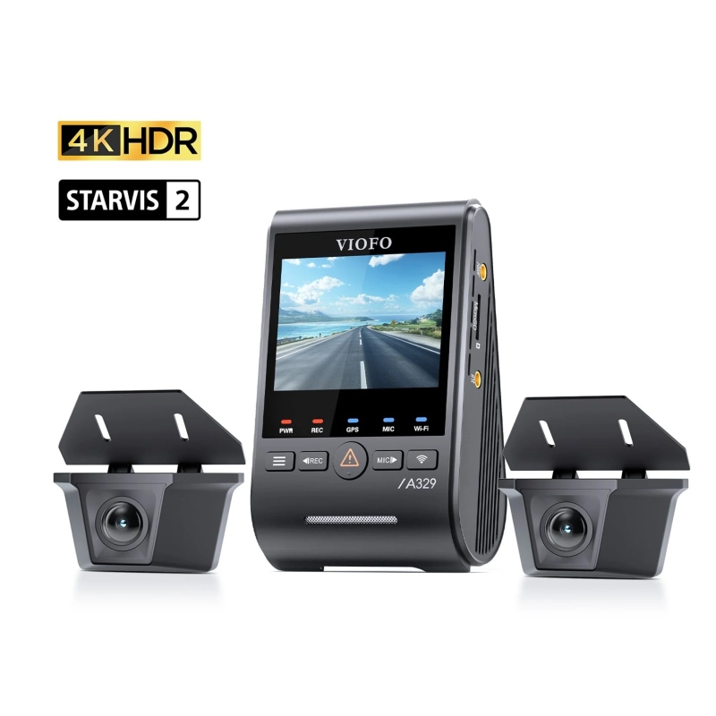 Viofo A329WW 3 Kanal 4K Tır ve Kamyon Araç Kamerası – Ön 4K + Çift 2K HDR Su Geçirmez Arka Kamera, Sony STARVIS 2 Sensör - 1