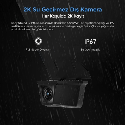 Viofo A329WW 3 Kanal 4K Tır ve Kamyon Araç Kamerası – Ön 4K + Çift 2K HDR Su Geçirmez Arka Kamera, Sony STARVIS 2 Sensör - 4