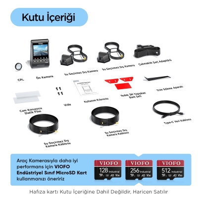 Viofo A329WW 3 Kanal 4K Tır ve Kamyon Araç Kamerası – Ön 4K + Çift 2K HDR Su Geçirmez Arka Kamera, Sony STARVIS 2 Sensör - 9