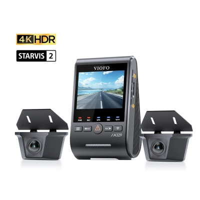 Viofo A329WW 3 Kanal 4K Tır ve Kamyon Araç Kamerası – Ön 4K + Çift 2K HDR Su Geçirmez Arka Kamera, Sony STARVIS 2 Sensör - Viofo