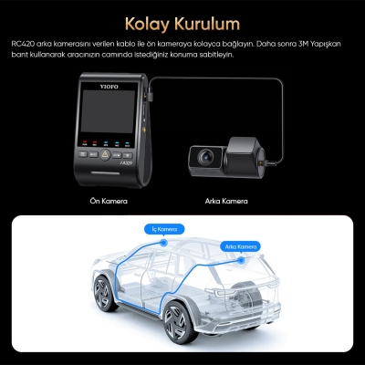 Viofo RC420 A329 / A329S / A329T Uyumlu 6 Metre Kablo ve 2K Quad HD Arka Kamera - 4