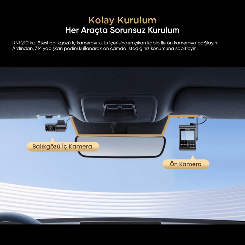 Viofo RNF210 A229 Pro / Plus / Ultra Uyumlu 1080P Kızılötesi Balıkgözü İç Kamera - 5