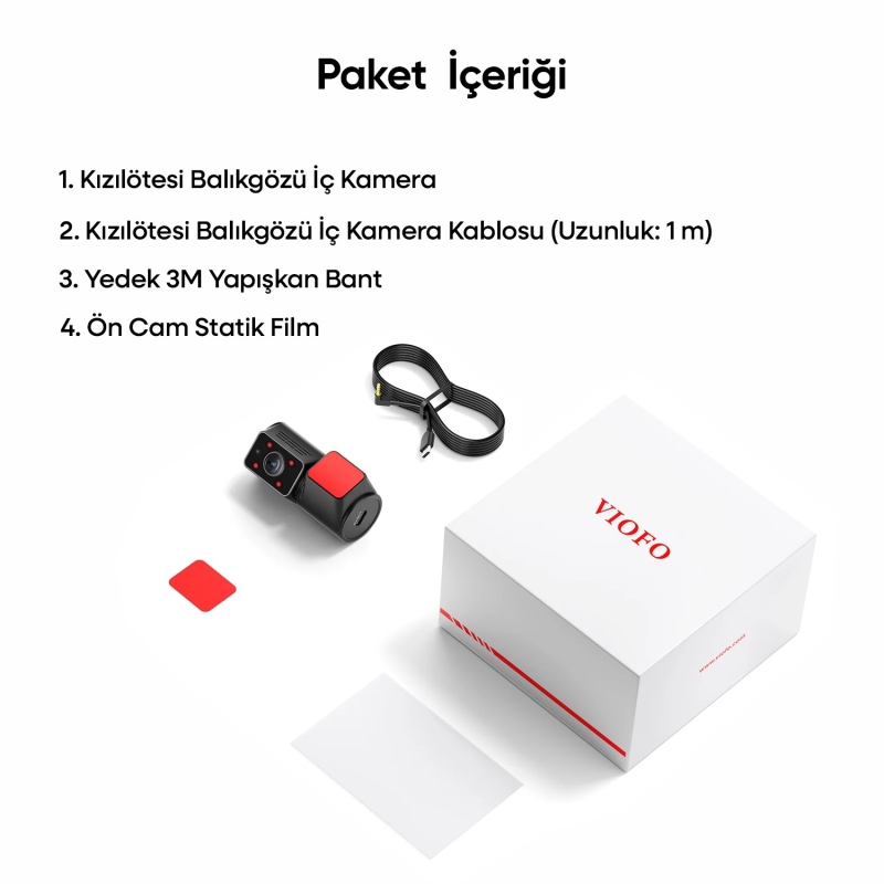 Viofo RNF210 A229 Pro / Plus / Ultra Uyumlu 1080P Kızılötesi Balıkgözü İç Kamera - 7