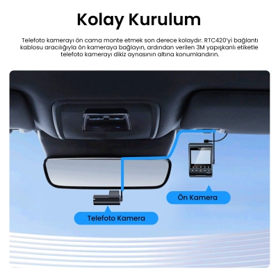 Viofo RTC420 A329 ve A329S Serisi ile Uyumlu Sony STARVIS 2 Sensörlü 2K Telefoto Kamera - 4