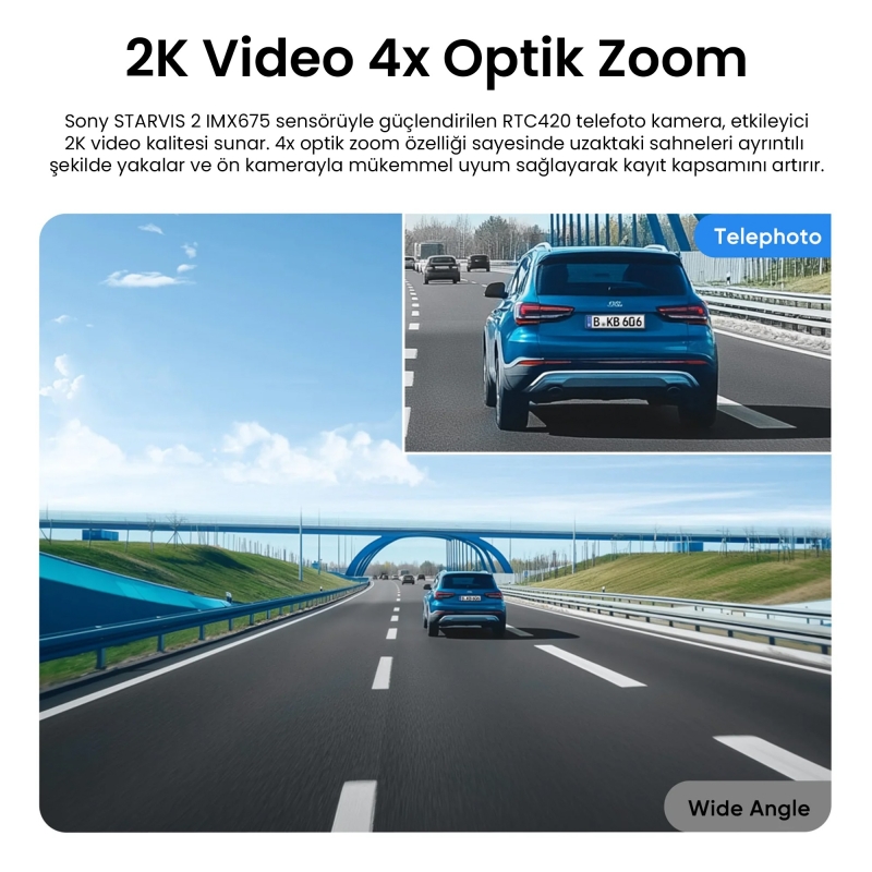 Viofo RTC420 A329 ve A329S Serisi ile Uyumlu Sony STARVIS 2 Sensörlü 2K Telefoto Kamera - 3